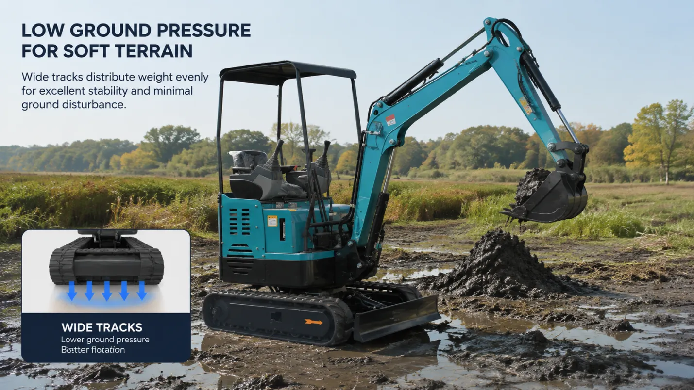 Mini Excavator in Wet Conditions — Mud, Soft Ground, and Waterlogged Sites